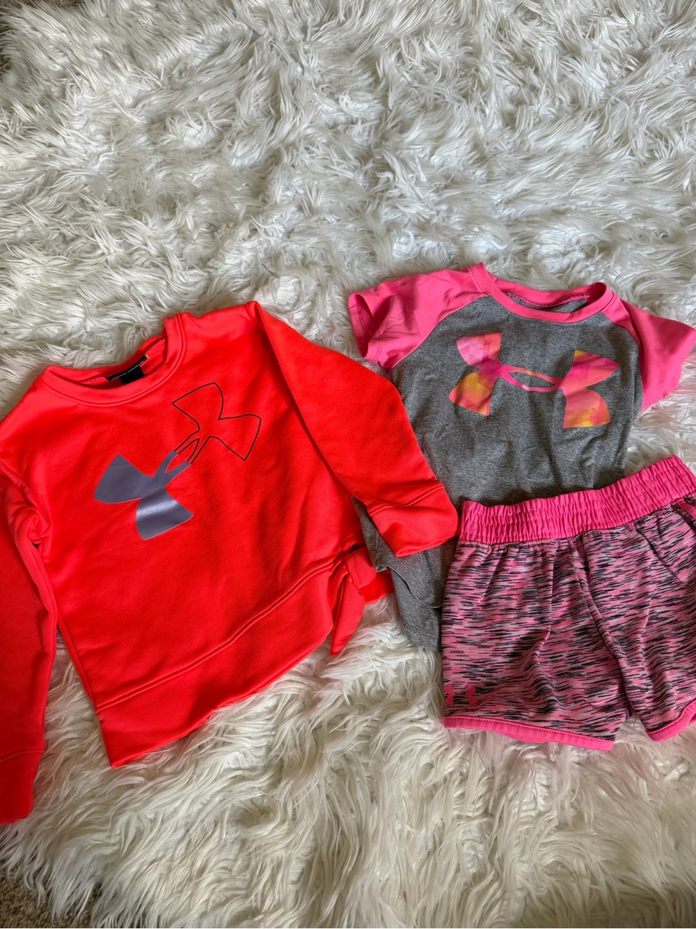 Under Armour Girls Neon Pink & Gray Athletic Two-Piece Set